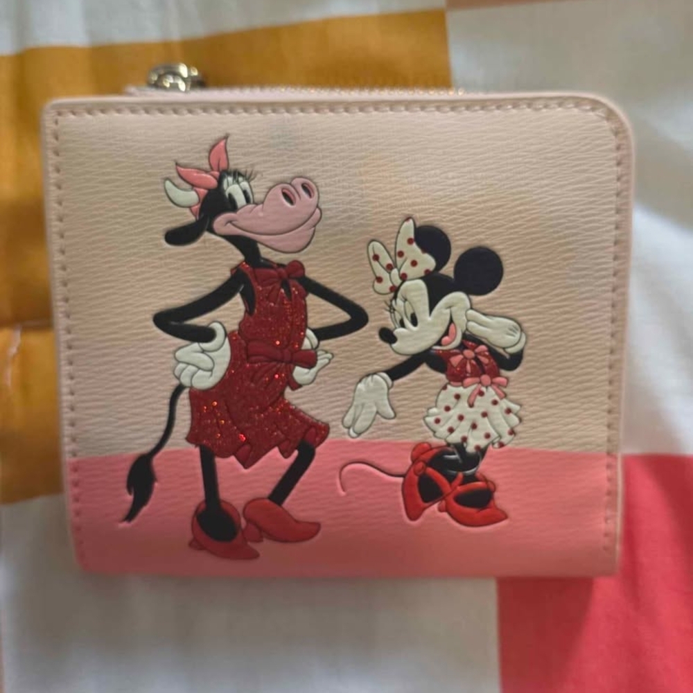 Pink Wallet with Cartoon Characters